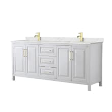 Daria 80" Free Standing Double Basin Vanity Set with Cabinet and Quartz Vanity Top