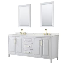 Daria 80" Free Standing Double Basin Vanity Set with Cabinet, Quartz Vanity Top, and Framed Mirror