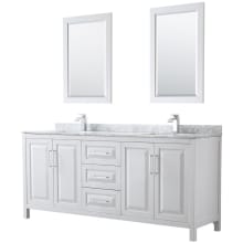 Daria 80" Free Standing Double Vanity Set with MDF Cabinet, Marble Vanity Top, 2 Undermount Sinks, and 2 Framed Mirrors