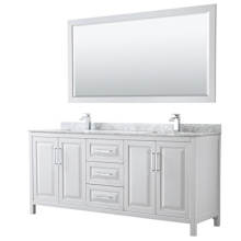 Daria 80" Free Standing Double Vanity Set with MDF Cabinet, Marble Vanity Top, 2 Undermount Sinks, and Framed Mirror