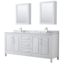 Daria 80" Free Standing Double Vanity Set with MDF Cabinet, Marble Vanity Top, 2 Undermount Sinks, and 2 Medicine Cabinets