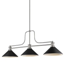Melange 3 Light 14" Wide Linear Pendant with Metal Tapered Shades