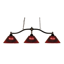 Chance 3 Light 50" Wide Billiard Multi Light Pendant with Burgundy Synthetic Shade