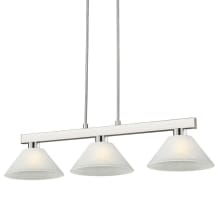 Cobalt 3 Light 50" Wide Linear Pendant with White Linen Shades