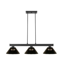 Cobalt 3 Light 50" Wide Linear Pendant with Smoke Shades