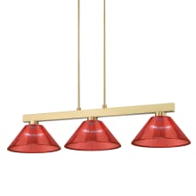 Cobalt 3 Light 50" Wide Linear Pendant with Burgundy Shades