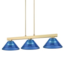 Cobalt 3 Light 50" Wide Linear Pendant with Dark Blue Shades