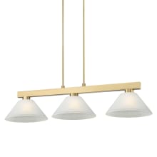 Cobalt 3 Light 50" Wide Linear Pendant with White Linen Shades