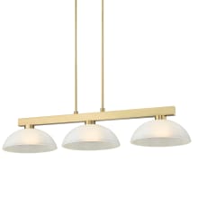 Cobalt 3 Light 49" Wide Linear Pendant with White Linen Shades