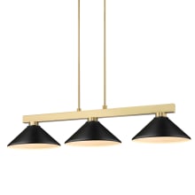 Cobalt 3 Light 50" Wide Linear Pendant with Matte Black Shades