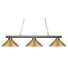 Sharp Shooter 3 Light 48" Wide Billiard Multi Light Pendant with Satin Gold Metal Shade