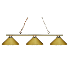 Sharp Shooter 3 Light Chandelier with Metal Polished Brass Metal Shade