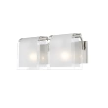 Zephyr 2 Light Vanity Light with Clear Beveled and Frosted Glass Shade