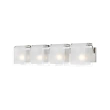 Zephyr 4 Light Vanity Light with Clear Beveled and Frosted Glass Shade