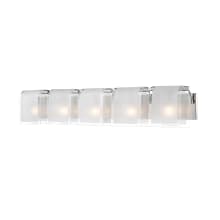 Zephyr 5 Light Vanity Light with Clear Beveled and Frosted Glass Shade
