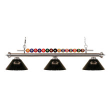 Shark 3 Light 58" Wide Billiard Chandelier with Smoke Synthetic Shades