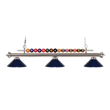 Shark 3 Light 58" Wide Billiard Chandelier with Navy Blue Steel Shades