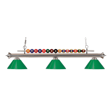 Shark 3 Light 58" Wide Billiard Chandelier with Green Synthetic Shades