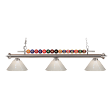Shark 3 Light 58" Wide Billiard Chandelier with White Synthetic Shades