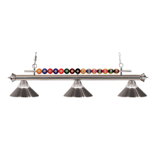 Shark 3 Light Billiard Chandelier with Clear Glass and Black Metal Shades