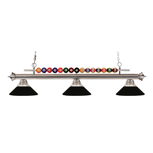 Shark 3 Light 58" Wide Billiard Chandelier with Clear Glass and Black Steel Shades