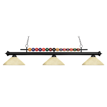 Shark 3 Light 58" Wide Billiard Chandelier with Golden Mottle Glass Shades