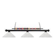 Shark 3 Light 58" Wide Billiard Chandelier with White Linen Glass Shades