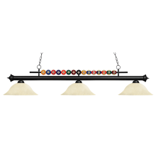 Shark 3 Light 60" Wide Billiard Chandelier with Golden Mottle Glass Shades