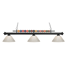 Shark 3 Light 58" Wide Billiard Chandelier with White Synthetic Shades