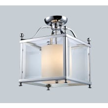 Fairview 3 Light Semi-Flush Ceiling Fixture with Clear Beveled Outside Glass and Matte Opal Glass Inside Shade