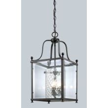 Fairview 3 Light Full Sized Pendant with Clear Beveled Outside Glass and Clear Hammered Glass Inside Shade