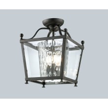 Ashbury 3 Light Semi-Flush Ceiling Fixture with Clear Beveled Glass Outside and Clear Hammered Inside Glass Shade