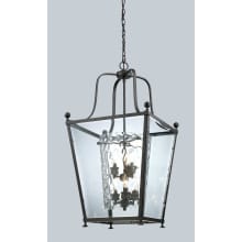 Ashbury 6 Light Full Sized Pendant with Clear Beveled Glass Outside and Clear Hammered Inside Glass Shade