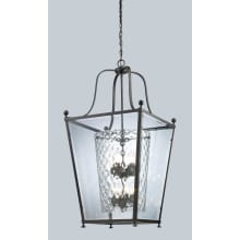 Ashbury 8 Light Full Sized Pendant with Clear Beveled Glass Outside and Clear Hammered Inside Glass Shade