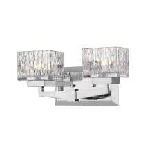Rubicon 2 Light 14" Wide Vanity Light with Textured Glass and 3000K LED Bulbs