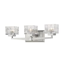 Rubicon 3 Light 22" Wide Vanity Light with Textured Glass and 3000K LED Bulbs