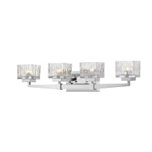 Rubicon 4 Light 30" Wide Vanity Light with Textured Glass and 3000K LED Bulbs