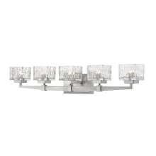Rubicon 5 Light 36" Wide Vanity Light with Textured Glass and 3000K LED Bulbs