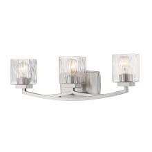 Zaid 3 Light 24" Wide Vanity Light with Clear Chisel Glass Shades
