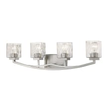 Zaid 4 Light 32" Wide Vanity Light with Clear Chisel Glass Shades