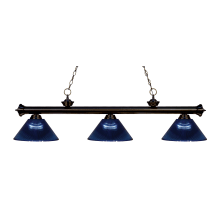 Riviera 3 Light 57" Wide Billiard Multi Light Pendant with Dark Blue Synthetic Shade