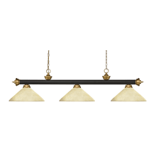 Riviera 3 Light 57" Wide Billiard Multi Light Pendant with Golden Mottle Glass Shade