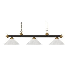 Riviera 3 Light 57" Wide Billiard Multi Light Pendant with White Linen Patterned/Etched Glass Shade