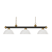 Riviera 3 Light 57" Wide Billiard Multi Light Pendant with White Linen Patterned/Etched Glass Shade