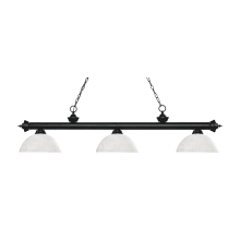 Riviera 3 Light 57" Wide Billiard Multi Light Pendant with White Linen Patterned/Etched Glass Shade