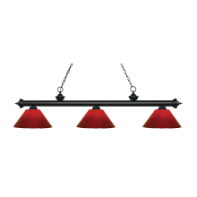 Riviera 3 Light 57" Wide Billiard Multi Light Pendant with Red Plastic Shade