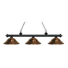 Riviera 3 Light Island/Billiard Chandelier with Stepped Antique Copper Metal Shade