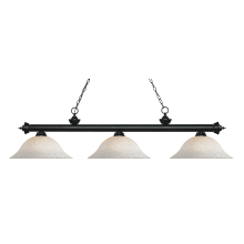 Riviera 3 Light 59" Wide Billiard Multi Light Pendant with White Mottle Patterned/Etched Glass Shade