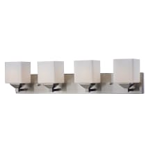 Quube 4 Light Bathroom Vanity Light with Matte Opal Glass Shade