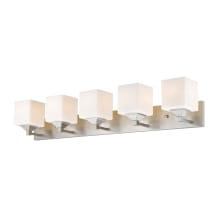 Quube 5 Light Bathroom Vanity Light with Matte Opal Glass Shade